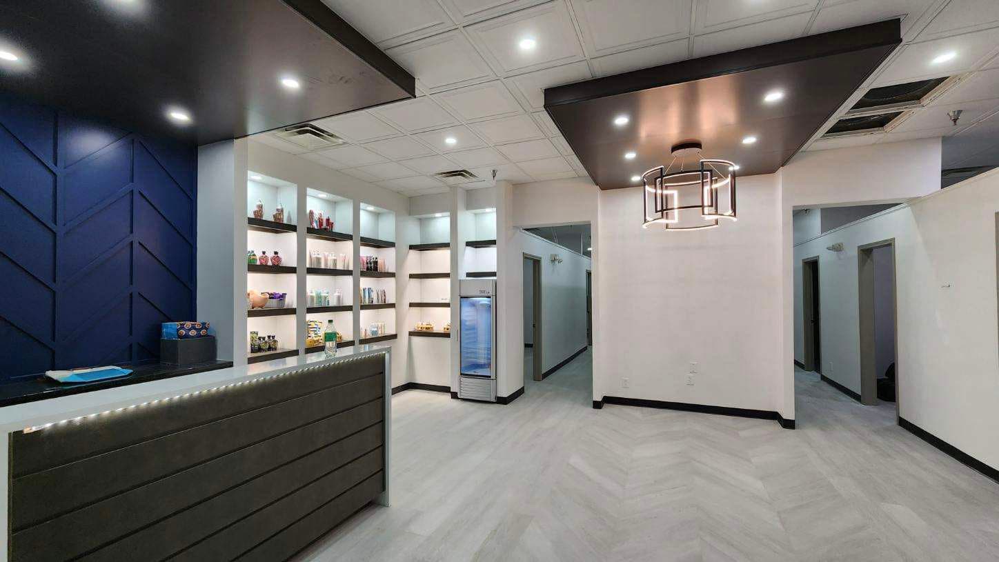 Tanning salon buildout — completed interior